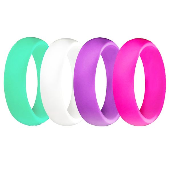 Killer Deals Colourful Wedding Exercise Silicone Ring - 5.7mm - Set of 4