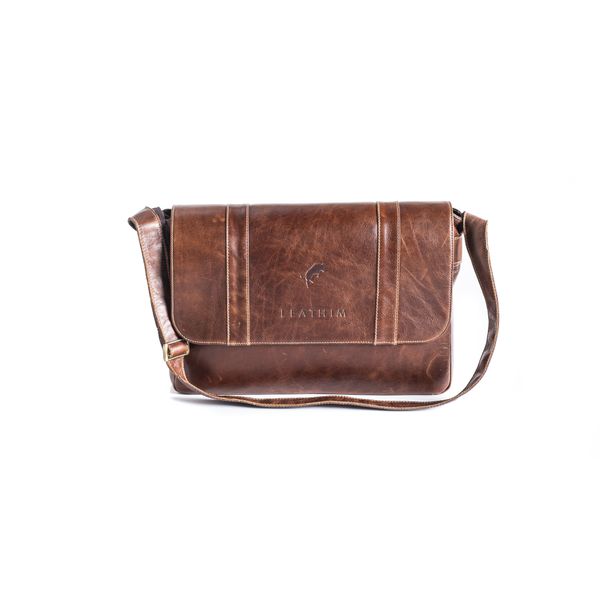 Leathim Old boy II Leather Laptop Bag - Chocolate