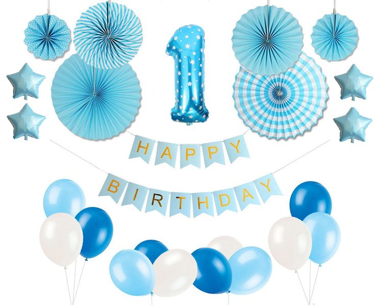 First Birthday Party Balloon Banner DIY Decoration Set - Blue