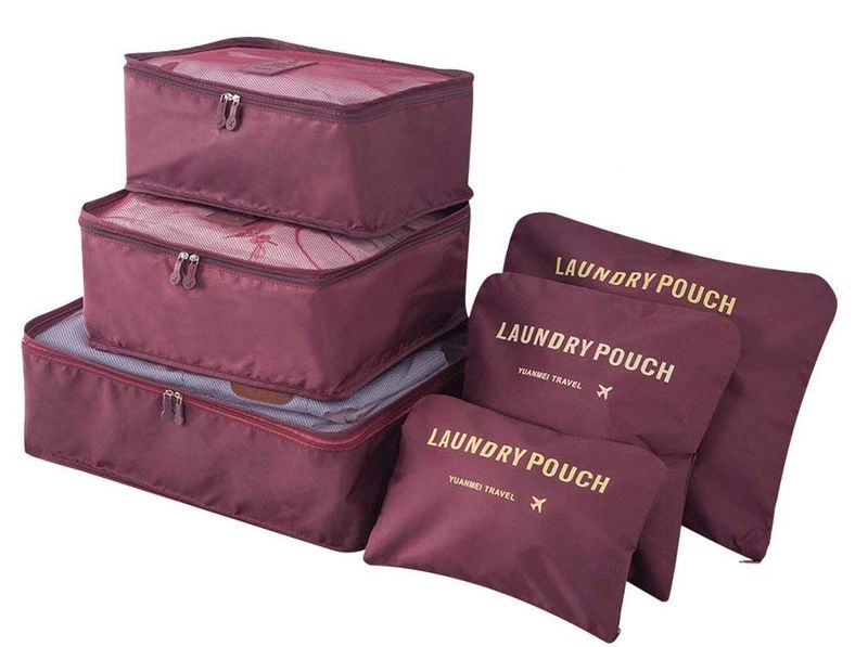 6 Piece Luggage Organizer - Plum