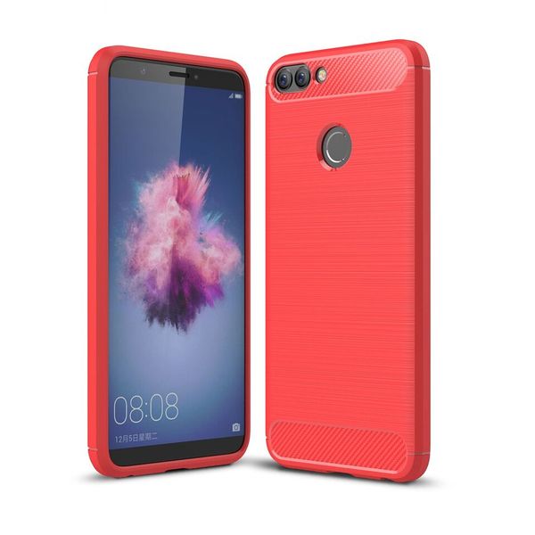 Tuff-Luv Brushed Texture Carbon Fibre Shockproof for Huawei P Smart - Red