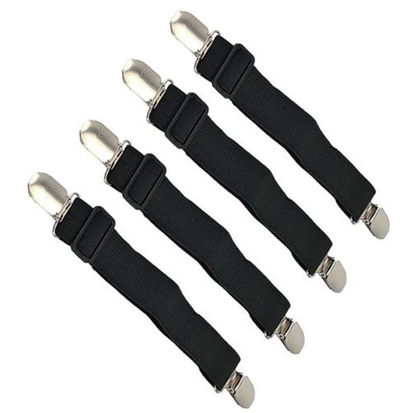 Elastic Bed Sheet Fasteners - 4 Piece (Black)