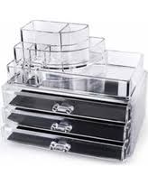 Cosmetics Makeup Acrylic Organizer Storage Box with 3 Drawer Holder Makeup