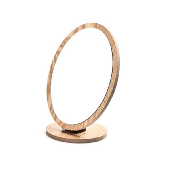Wooden Oval Cosmetic Makeup Desktop Vanity Mirror