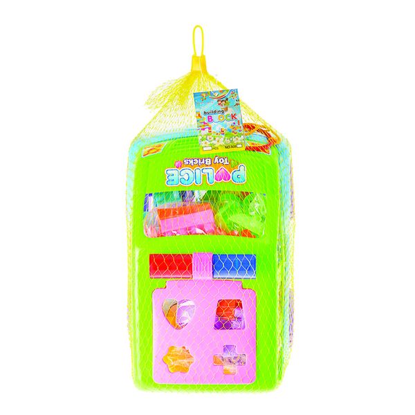 Toy Police Car with Building Blocks Set - 66 piece