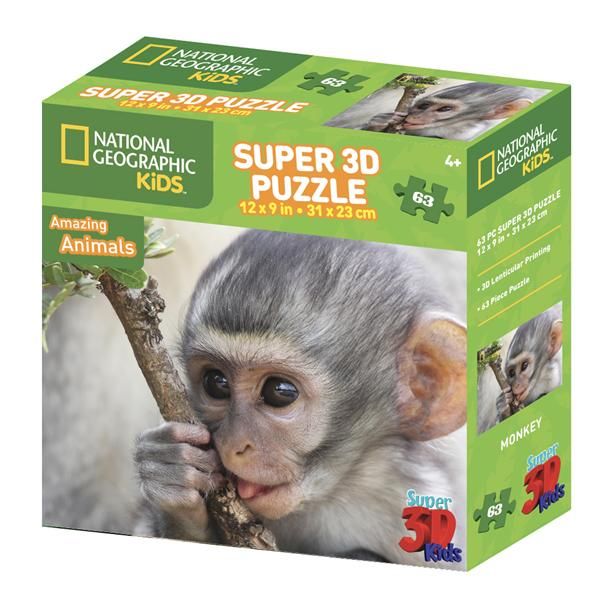 National Geographic Monkeys 3D Puzzle - 63 Piece