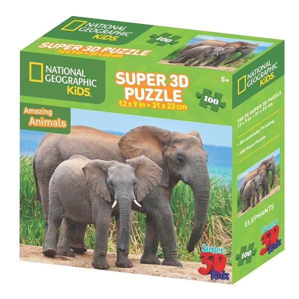 National Geographic Elephants 3D Puzzle - 100 Piece