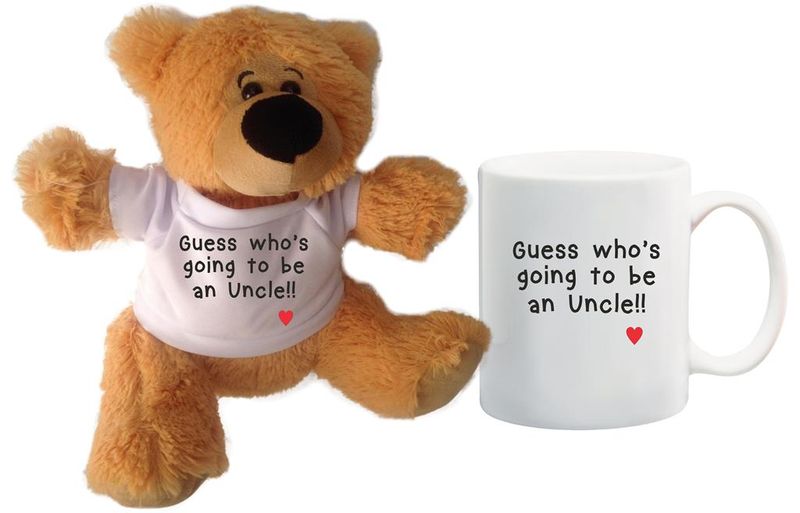 Qtees Africa Guess Who's Going to be an Uncle Teddy Bear &amp; Mug Combo