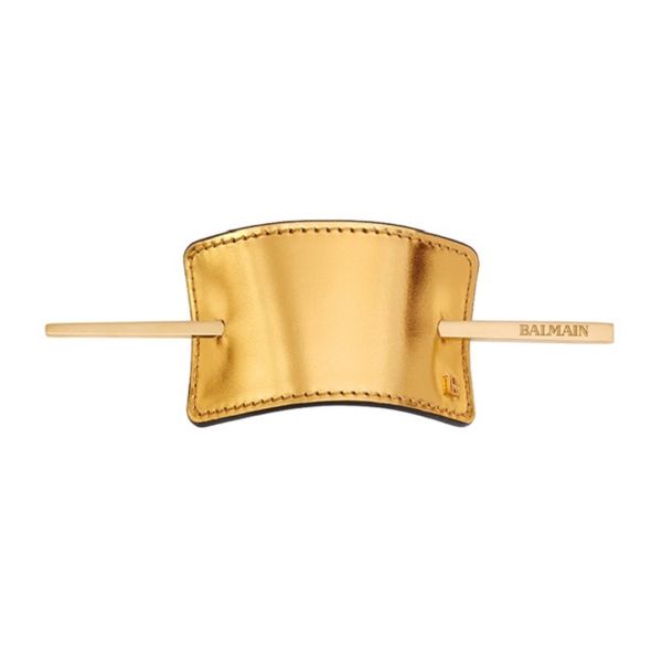 Balmain Genuine Leather Hair Barrette - Gold