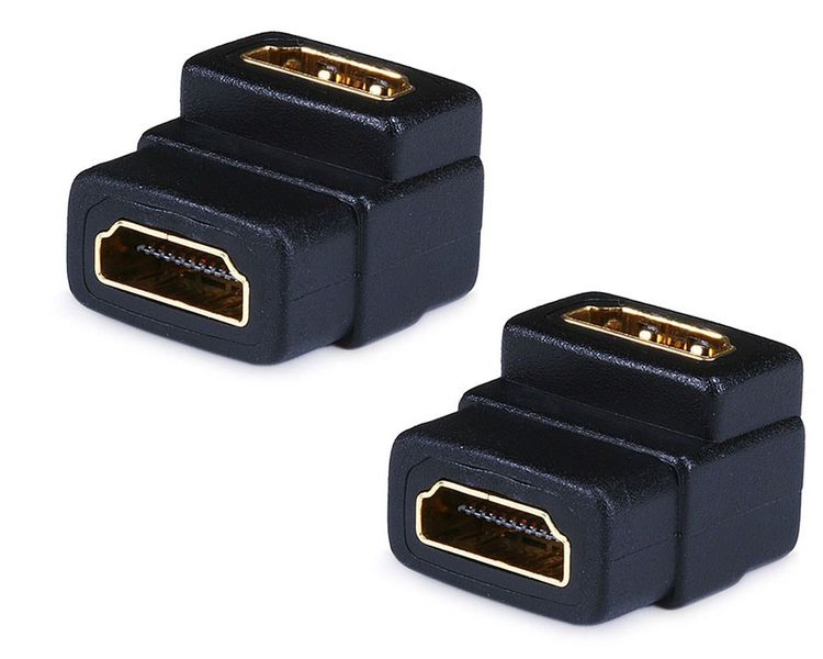 Monoprice 90 Degree HDMI Coupler - Female to Female (Pack of 2)