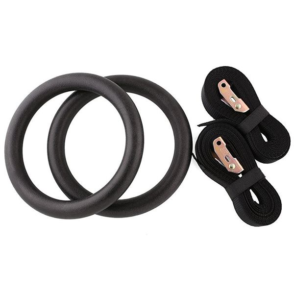 Gymnastic Rings with Adjustable Straps - Black