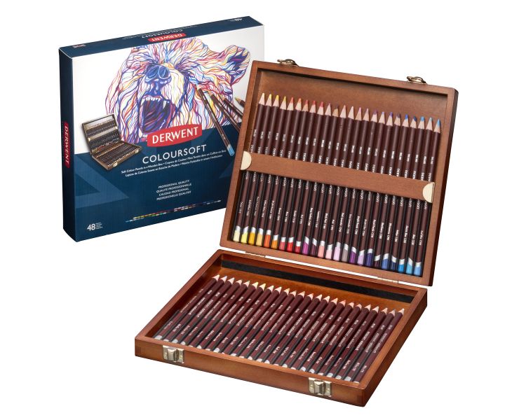 Derwent: Coloursoft Wooden Box - 48 Colours