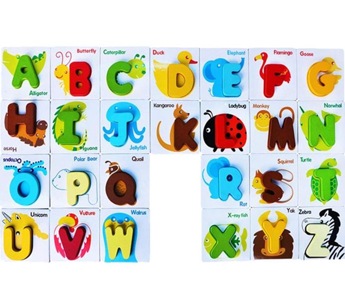 Letters Matching Puzzle Cards with Animals for Kids