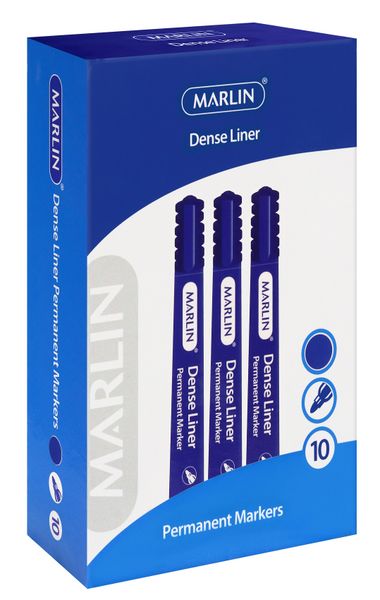 Marlin: Dense Liners Permanent Markers 10's - Blue