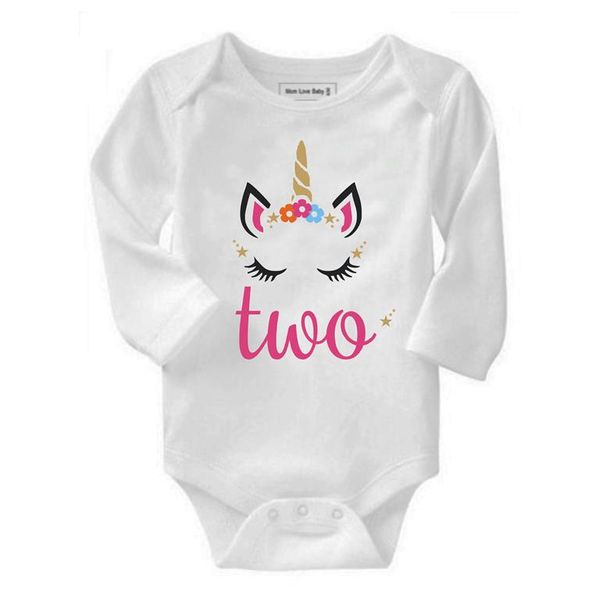 Qtees Africa 2nd Birthday Unicorn Baby Grow