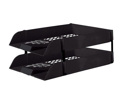 Treeline Desk Letter Tray Set 2 Tier - Black