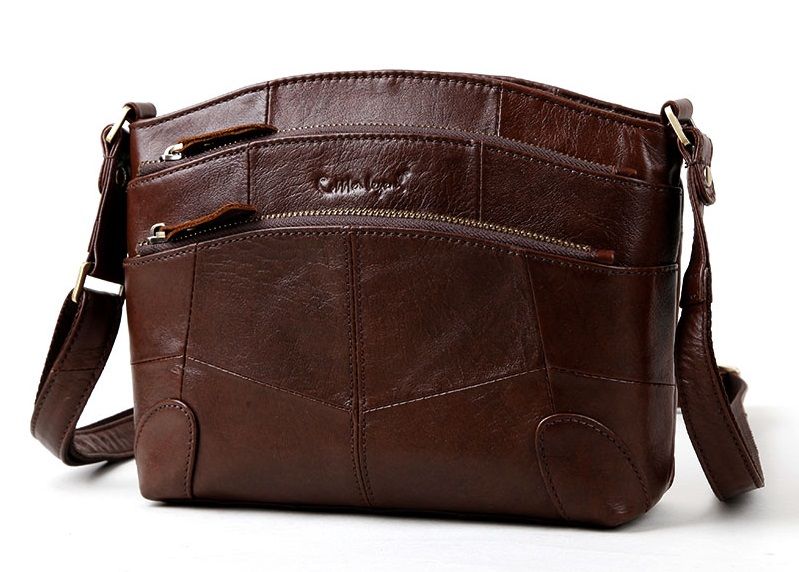 Genuine Leather Vintage Multi Pockets Shoulder Bag