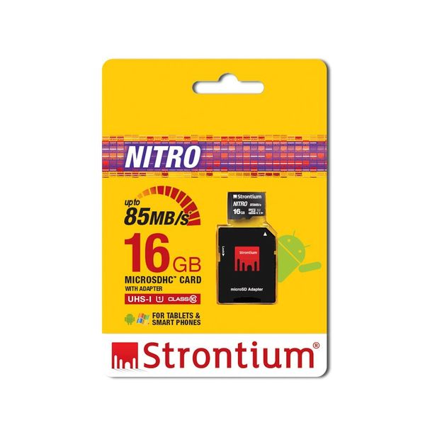 Strontium 16GB Nitro MicroSD Card 85MB/s With Adapter