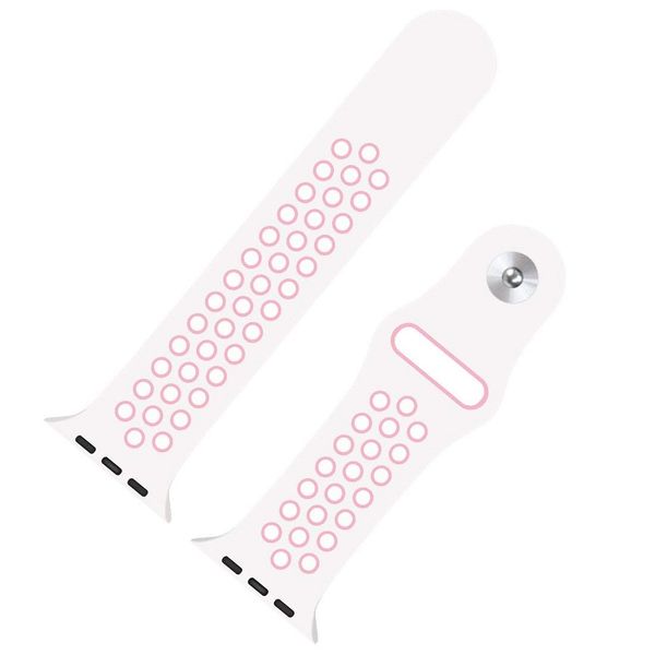 42mm Hole Band for Apple Watch - White &amp; Pink (Size: S/M)