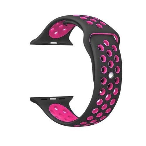 42mm Hole Band for Apple Watch - Black &amp; Pink (Size: S/M)