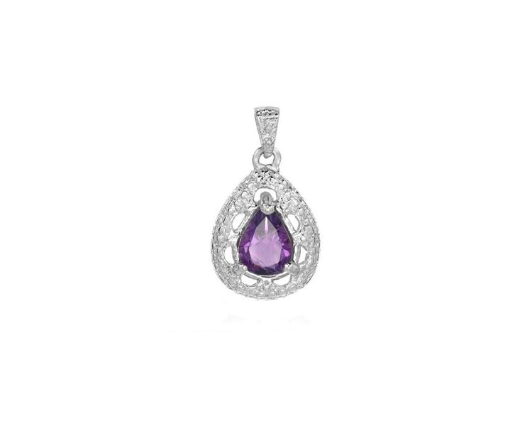 Miss Jewels 0.92ct Amethyst/Diamond Silver Pendant