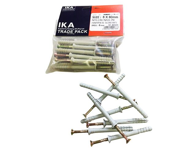 IKA Hammer Screw Nail-in Anchors - 8 x 80mm