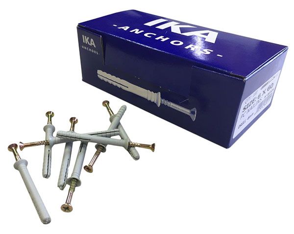 IKA Boxed Hammer Screw Nylon Nail-in Anchors - 6 x 60mm