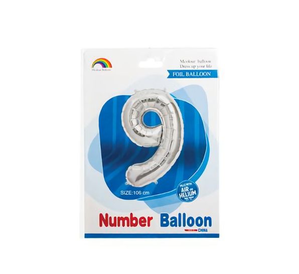 Bulk Pack x 5 Foil Silver Helium Balloons - Number 3 (106cm)