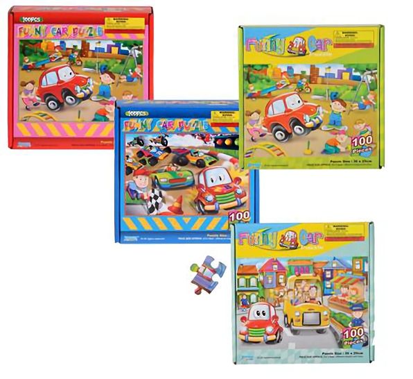 Bulk Pack x 4 Funny Car Jigsaw Puzzle - 100 Piece