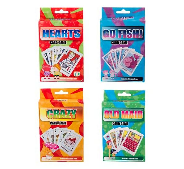 Bulk Pack x 4 Card Game - Old Maid, Go Fish, Hearts &amp; Crazy