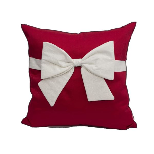 Decorative Scatter Cushion Cover - Red &amp; White Bowtie