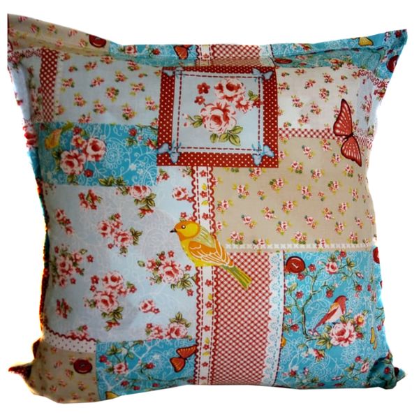 Scatter Cushion Cover - Blue Floral (Bird)