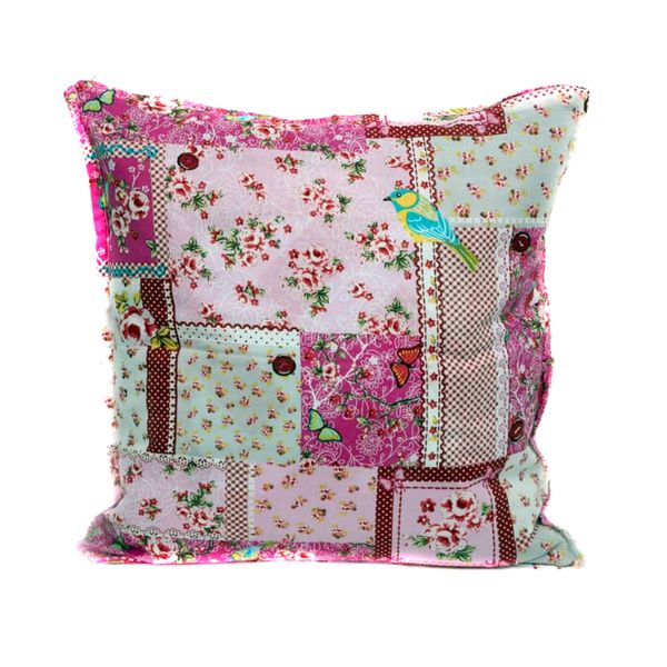 Scatter Cushion Cover - Pink Floral ( Bird)