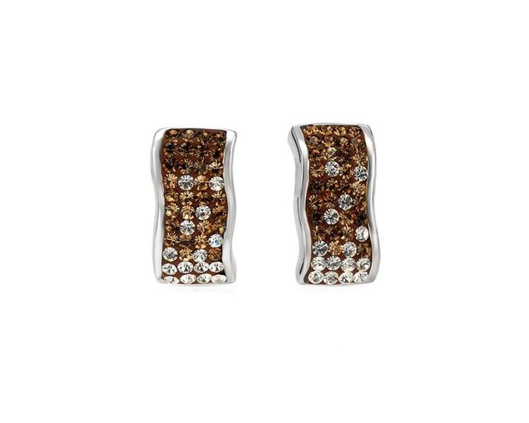 Miss Jewels Crystal &amp; Brown Enamel Earrings in Sterling Silver