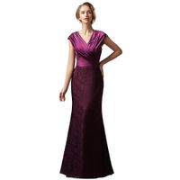Ruched Bodice Lace A-Line Evening Dress - Purple (Size: S) | Buy Online