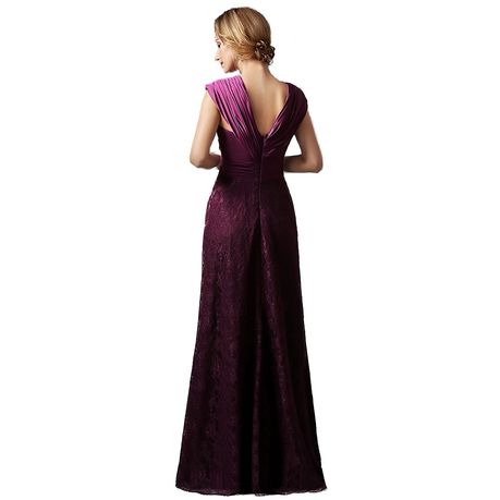 Ruched Bodice Lace A-Line Evening Dress ...