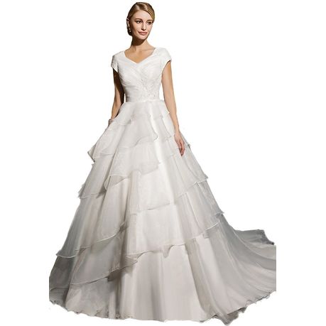Layered Princess Satin Wedding Dress