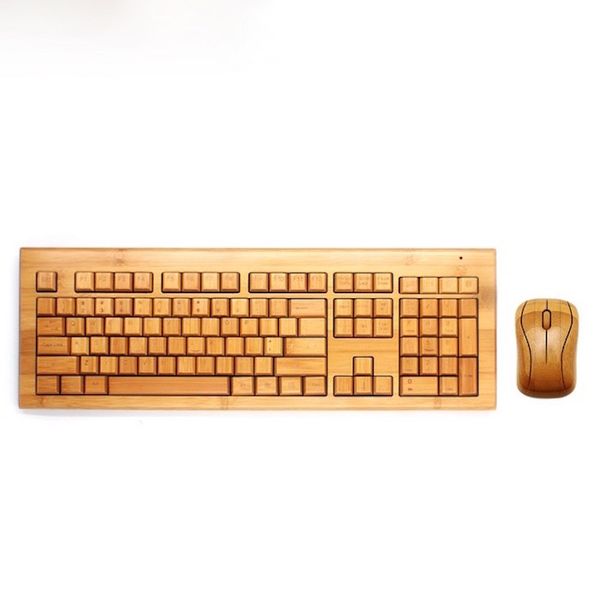 Wireless Eco-Friendly Bamboo Keyboard &amp; Mouse Combo