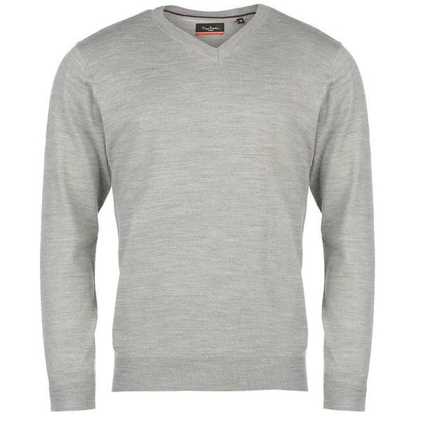 Pierre Cardin Men's V-Neck Knit Jumper - Grey Marl [Parallel Import]