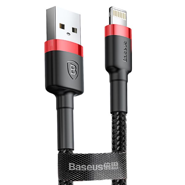 Baseus 1m - 2A Cafule USB Type-A 2.0 to Lightning Cable - Black &amp; Red