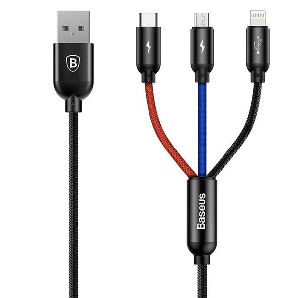 Baseus 1.2m - 3.5A 3in1 PrimeC USB Type-A to Lightning/Micro/Type-C Cable