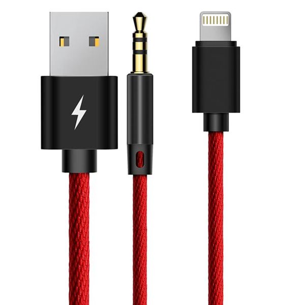 Baseus 1m - 2A Lightning to 3.5mm AUX &amp; USB Type-A Charging Audio L34 Cable