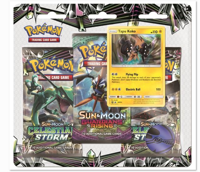 Pokemon Sun &amp; Moon Celestial Storm Three Booster Blister - Tapu Koko