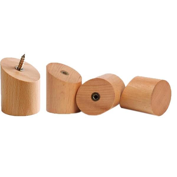 Natural Wooden Wall Mounted Coat Hooks - 4 Piece
