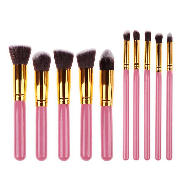 Foundation Makeup Brushes - Pink (10 Piece Set)