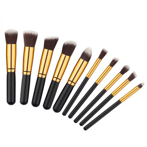 Foundation Makeup Cosmetic Brushes - Black (10 Piece Set)
