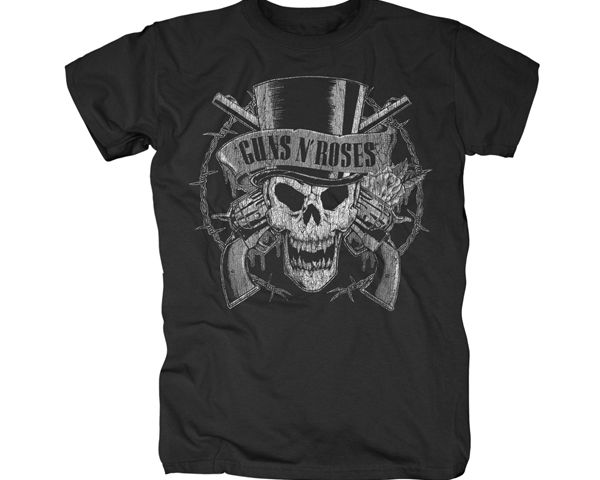 RockTs Guns N' Roses Top Hat Greyscale T-Shirt