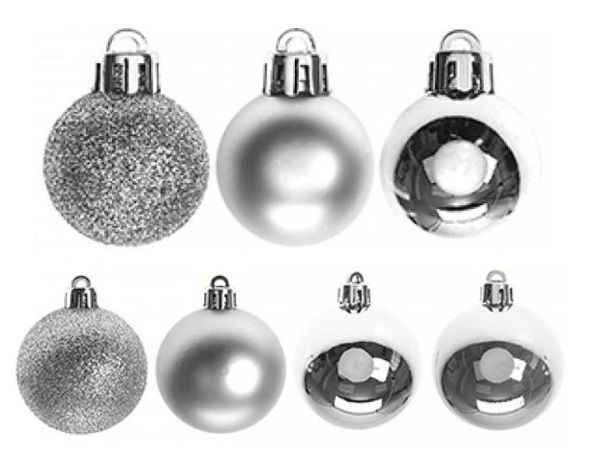 Christmas Baubles - Silver (Pack of 2)