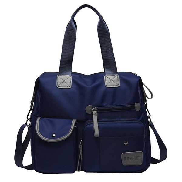 Multi Pocket Nylon Handbag &amp; Crossbody Bag - Dark Blue (Large Capacity)