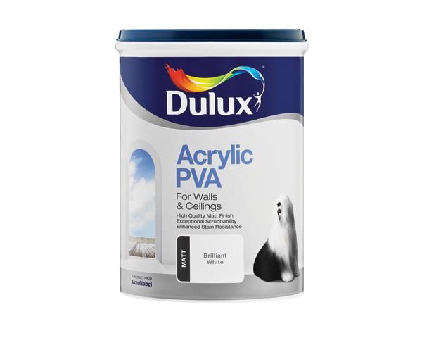 Dulux PVA Acrylic Paint - Brilliant White (20L)